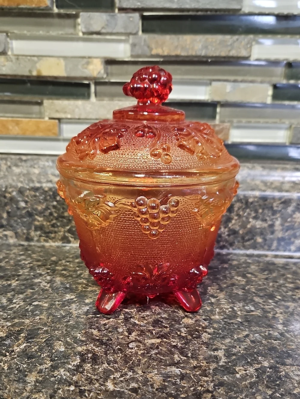 Vintage Jeanette Glass Amberina Candy Dish - Picture 2 of 7